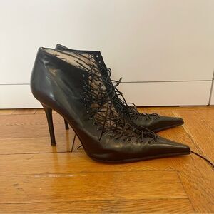 Gianmarco Lorenzi Leather Lace Up Heel Booties